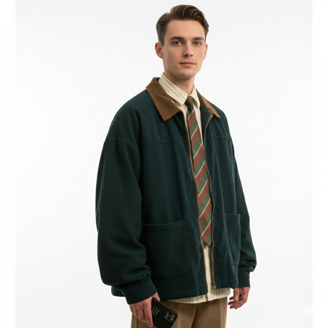 Men’s Retro Corduroy Bomber Jacket – Broadmoor Zip Jacket