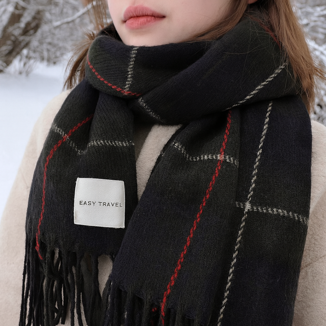 Checked Warm Polyester Scarf – WinterWeb