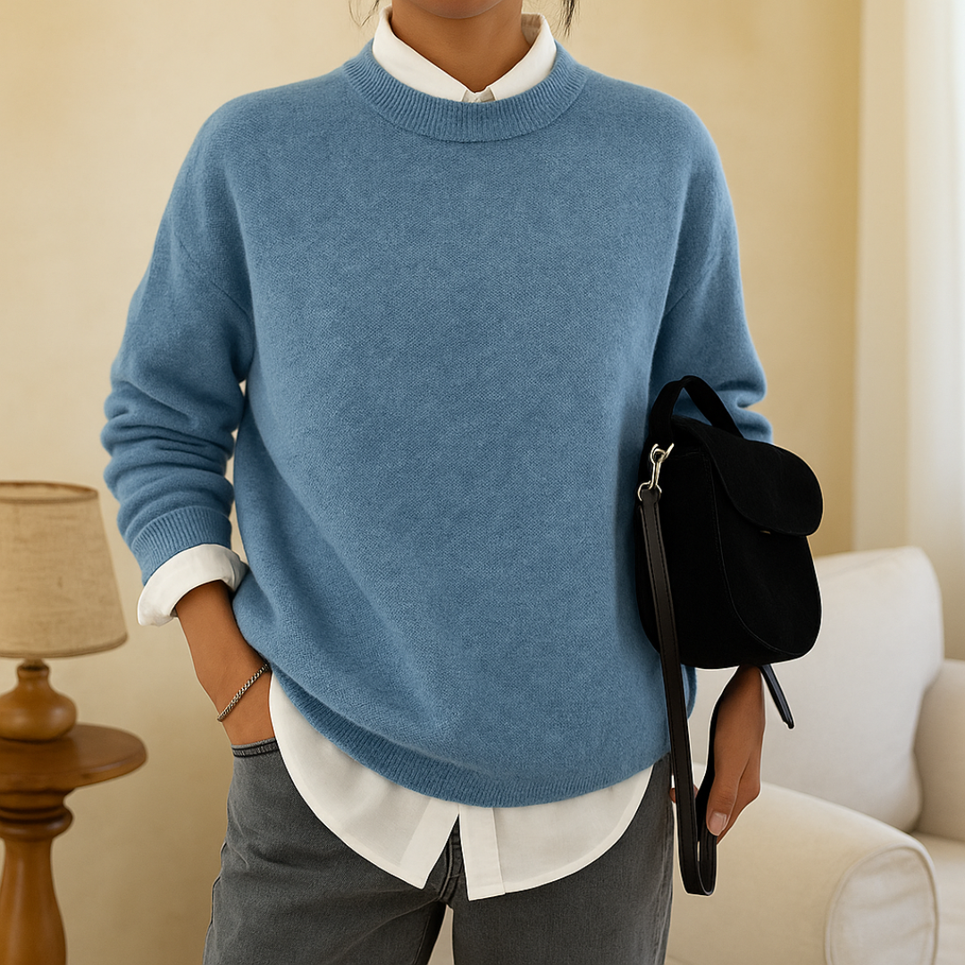 Women’s Soft Cashmere-Look Knit Sweater – Crew Neck Jumper