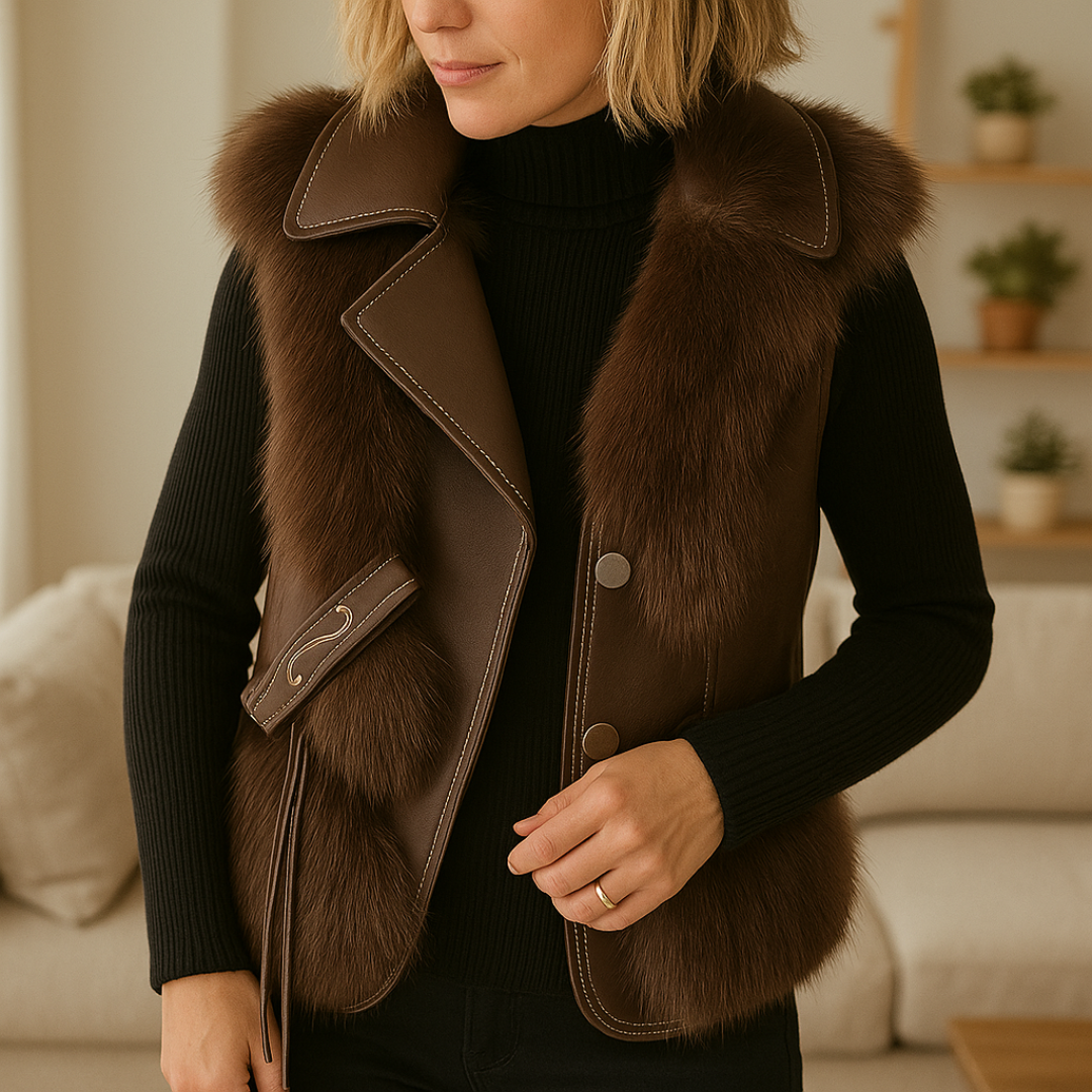 Vest with Faux Fur & Leather Contrast – Nereida Empress SweaterVest