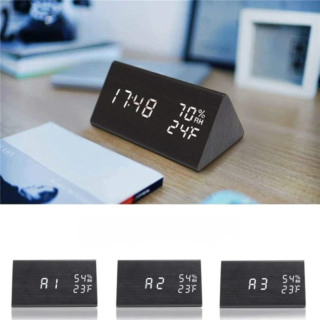 Nordspur | Lumibloom Wood Finish LED Alarm Clock