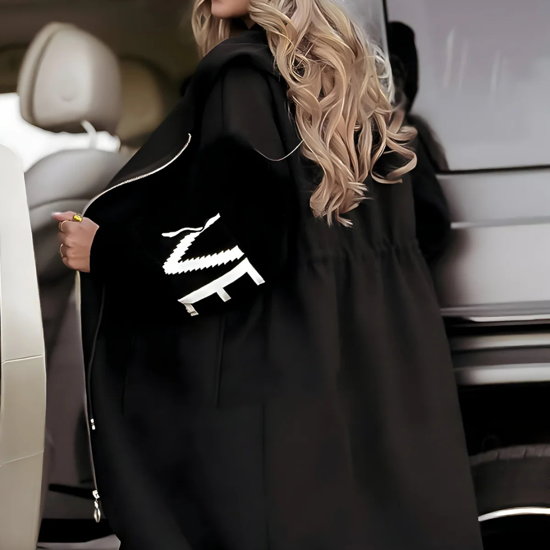 Women’s Long Hooded Winter Coat – Casual Warm Knit-Sleeve Coat with Pockets