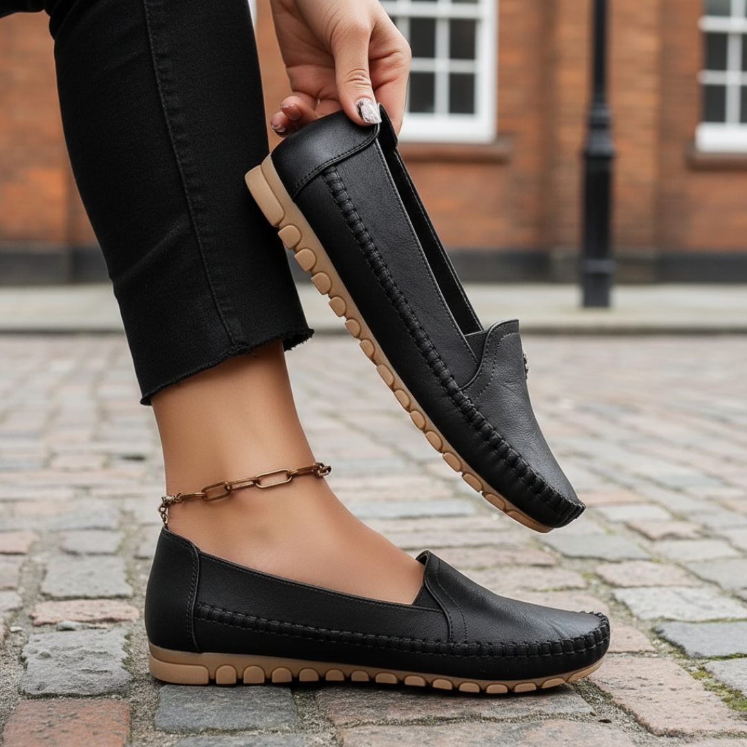 Women’s Orthopedic Vegan Leather Shoes with Arch Support – Chrysta Comfort Loafers
