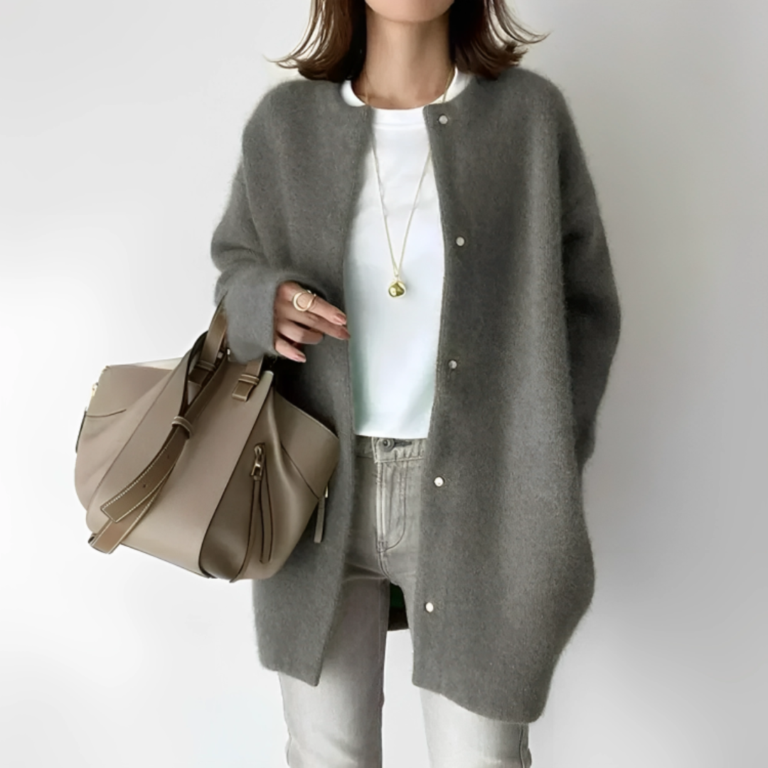 Women’s Long Knit Coatigan – Soft Buttoned Cardigan Jacket