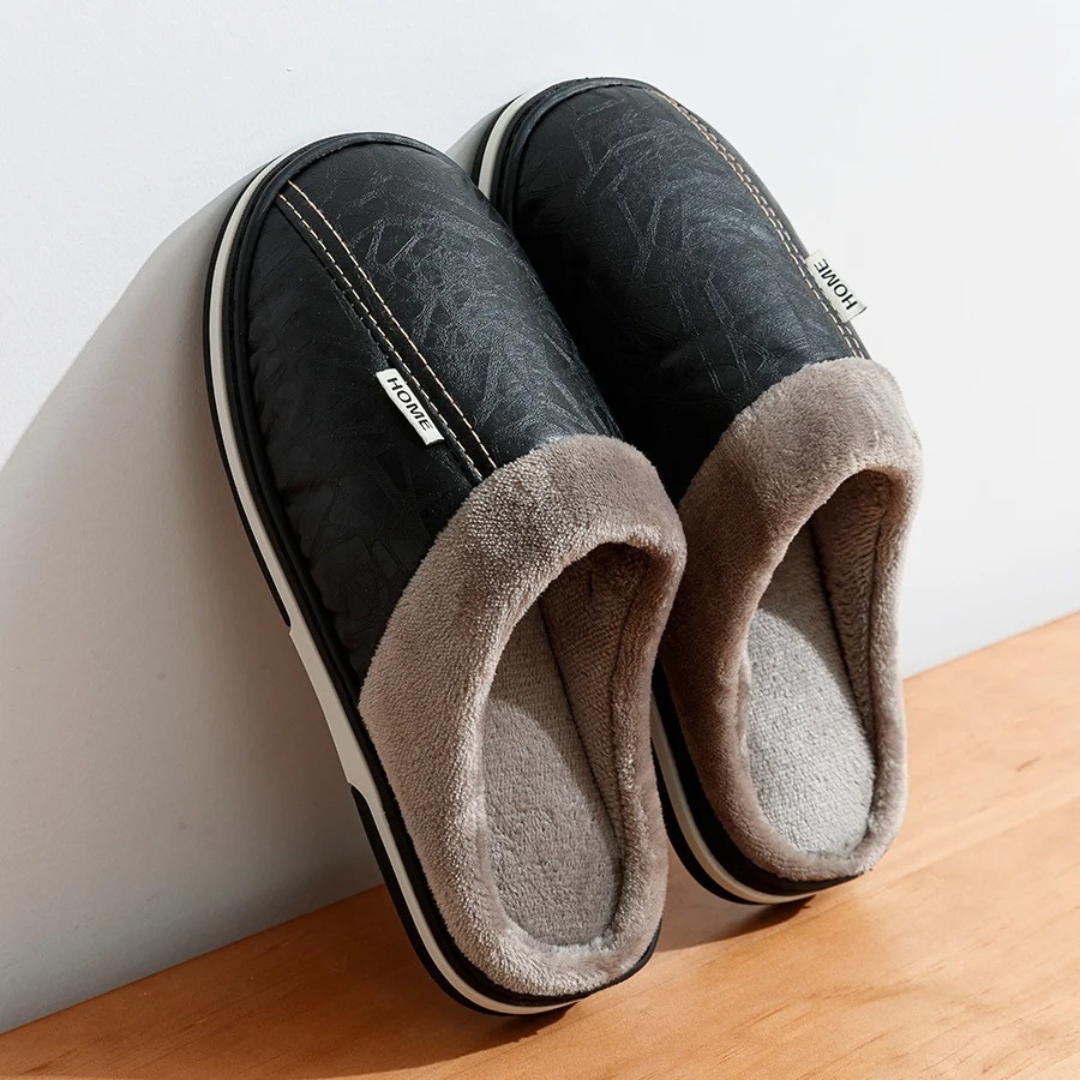 Winter Slippers for Men with Faux Fur & PU Waterproof Upper – ArcticStep Slipper