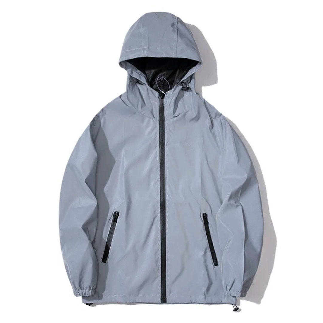 Men’s Reflective Windbreaker Jacket – Hooded Zip-Up