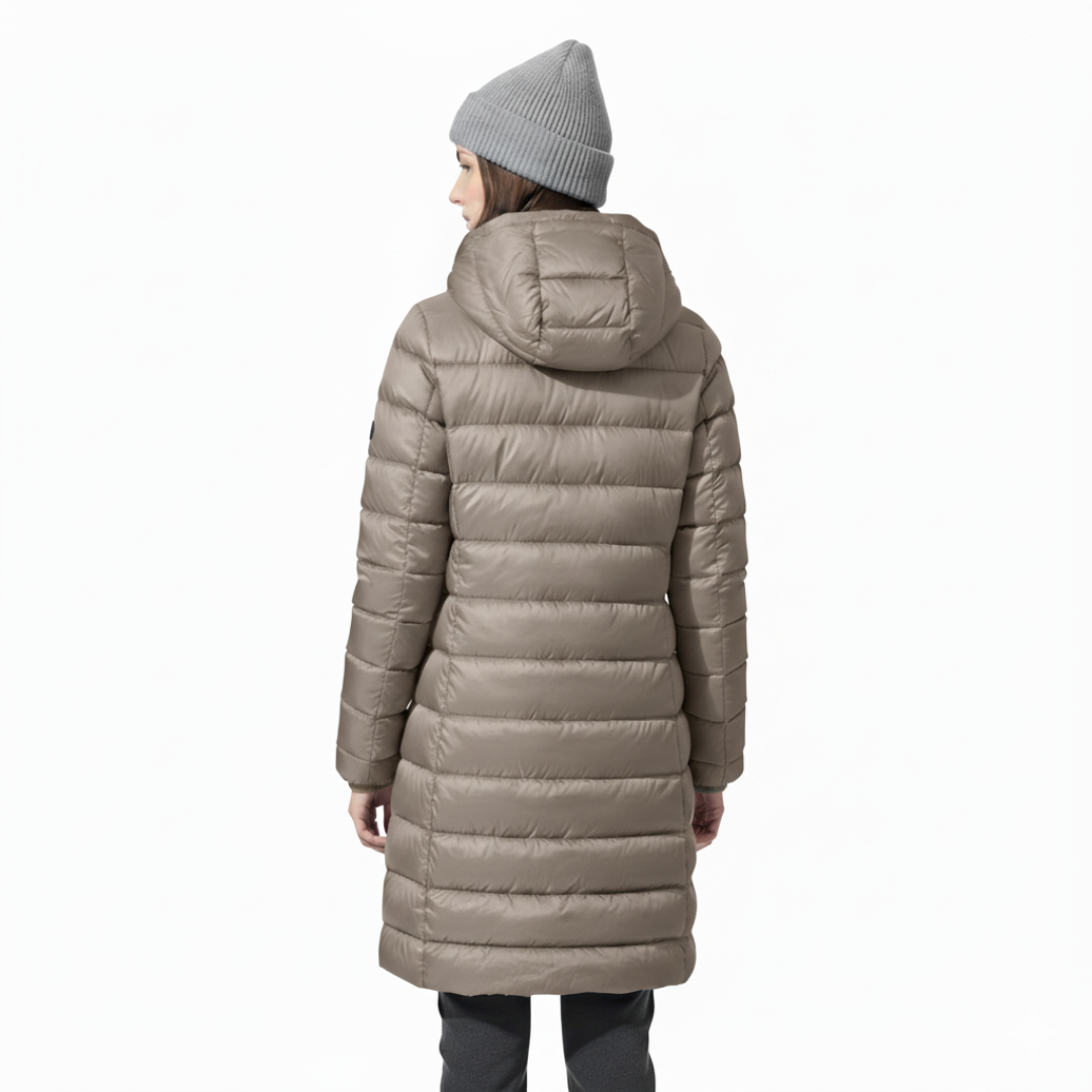 Women’s Long Lightweight Down Puffer Coat – Warm Hooded Coat