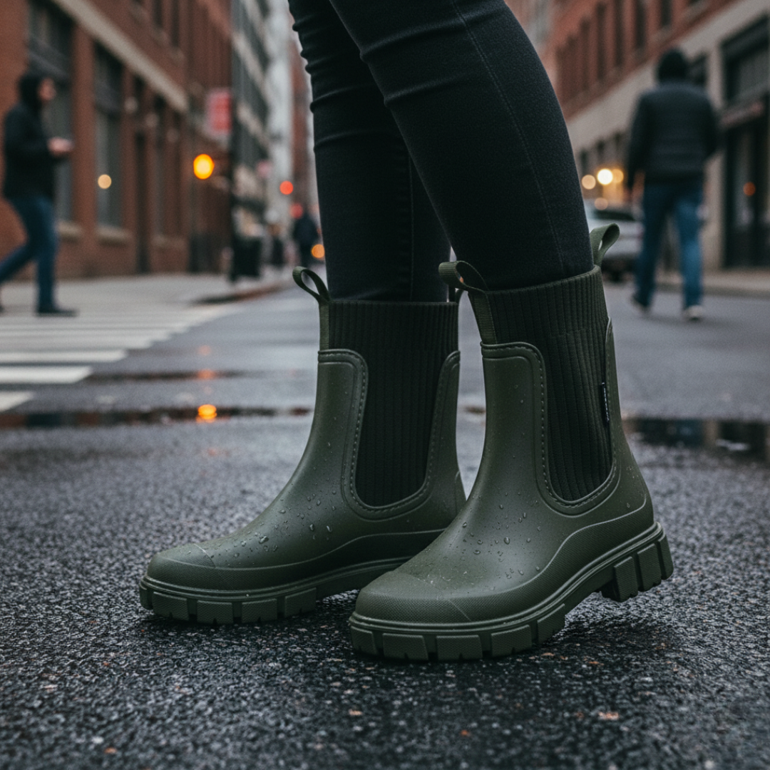 Waterproof Chelsea Rain Boots with Anti-Slip Sole – RainGuard Urban Boots