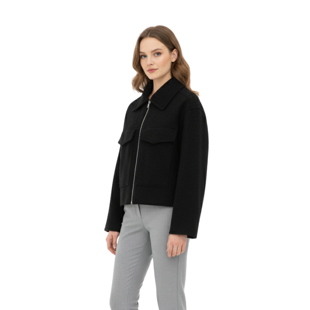 Women’s Zip-Up Fleece Jacket – Westmere SoftWool Pocket Coat