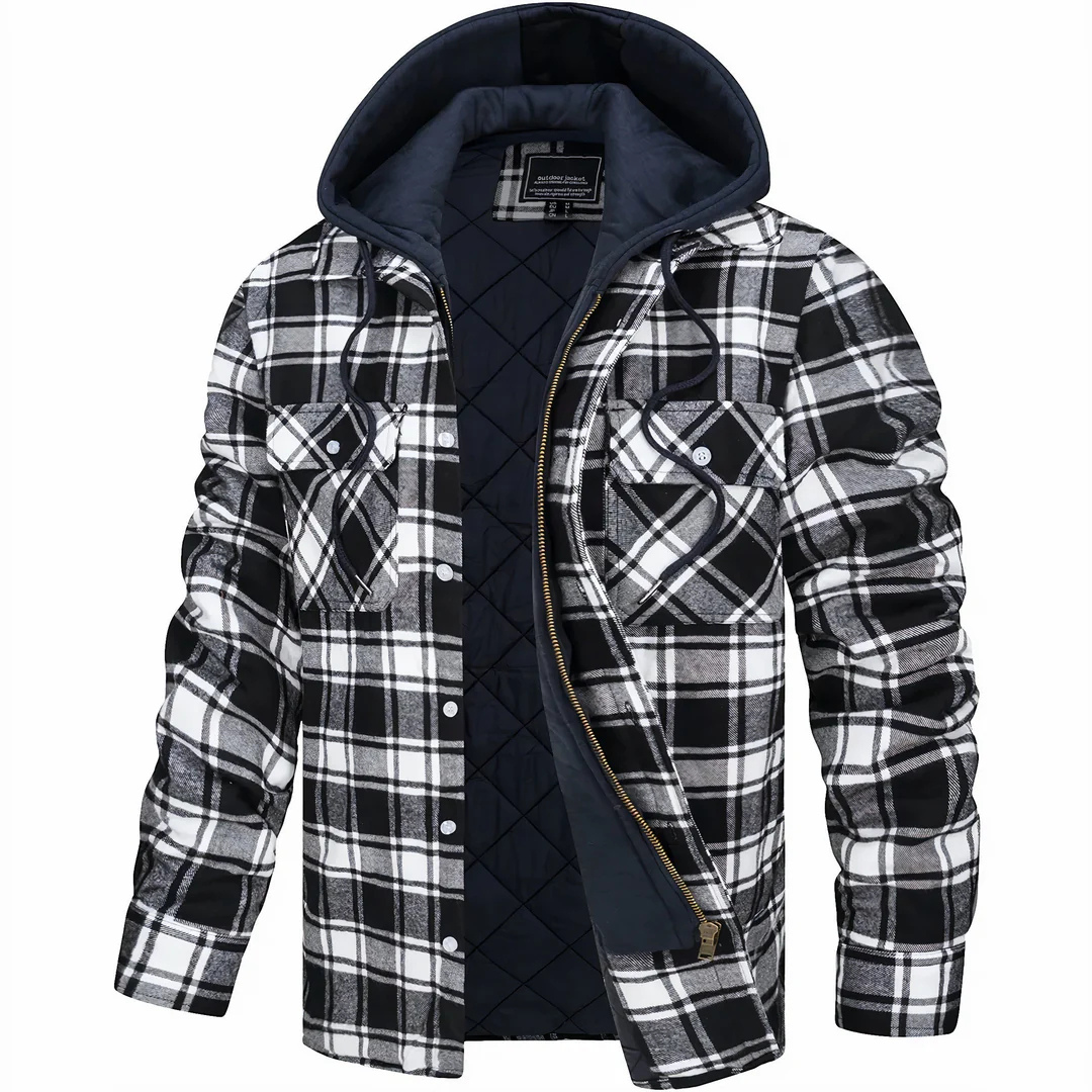 Casual Jacket with Check Pattern & Detachable Hood – NordicFlannel Jacket