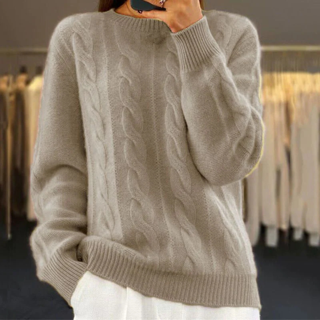 Sweater with Cable Knit & Relaxed Fit – Amalthea SoftKnit Vest