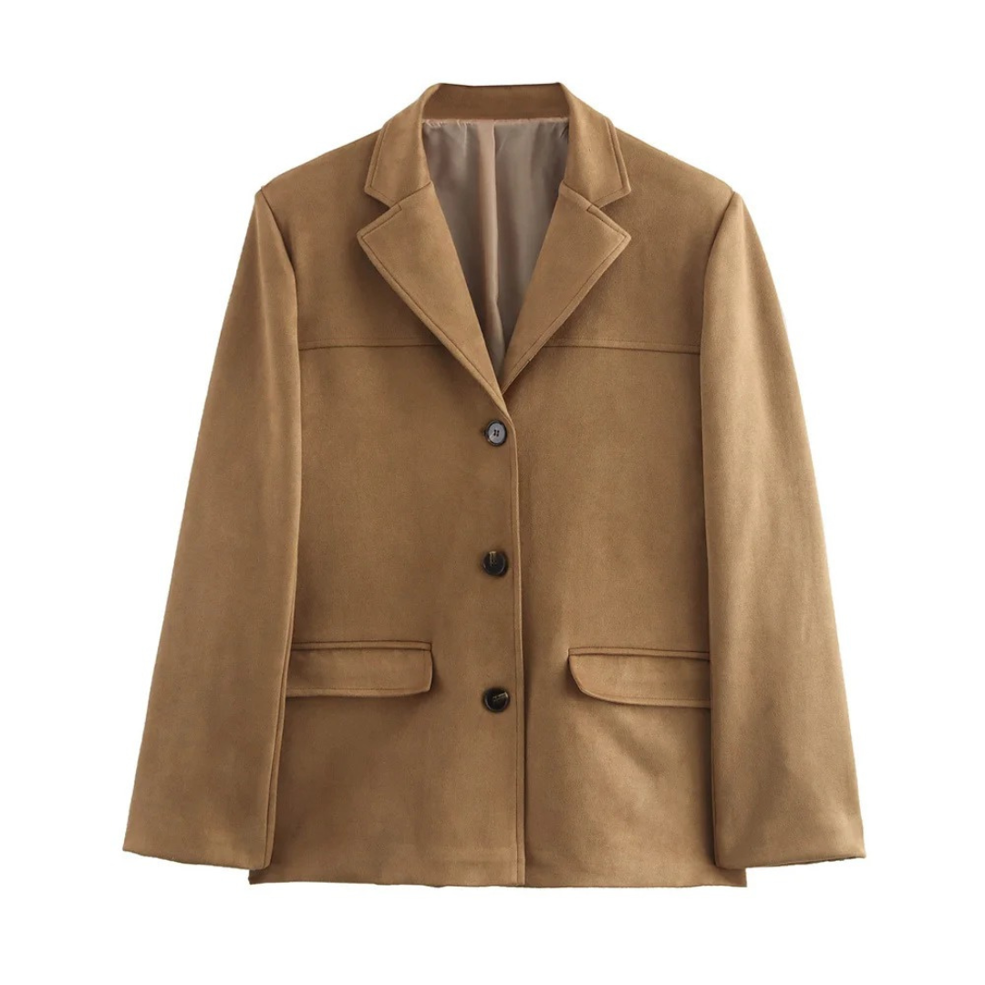 Women’s Single-Breasted Wool Coat – Tailored Long Overcoat