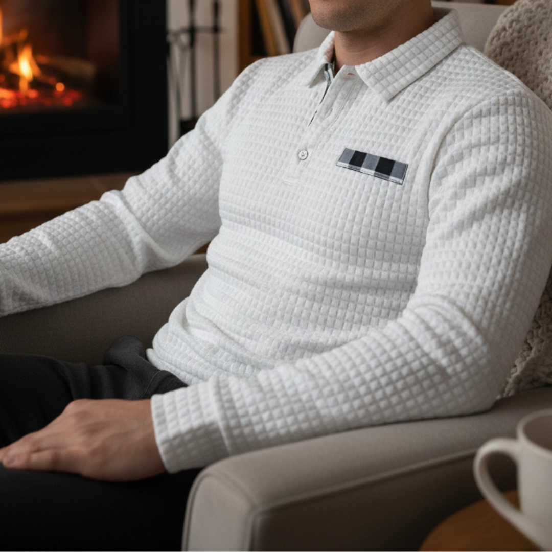 Men's Long Sleeve Knit Sweater Polo – GridWeave Vest Top