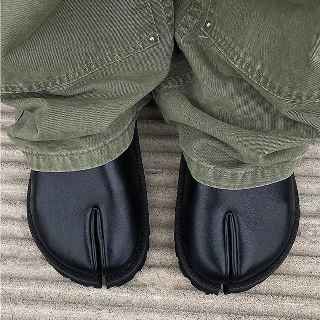 Leather Mules – Tabi Buckle Loafers