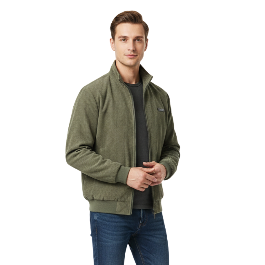 Men’s Corduroy Fleece-Lined Jacket – Warm Winter Zip-Up Coat