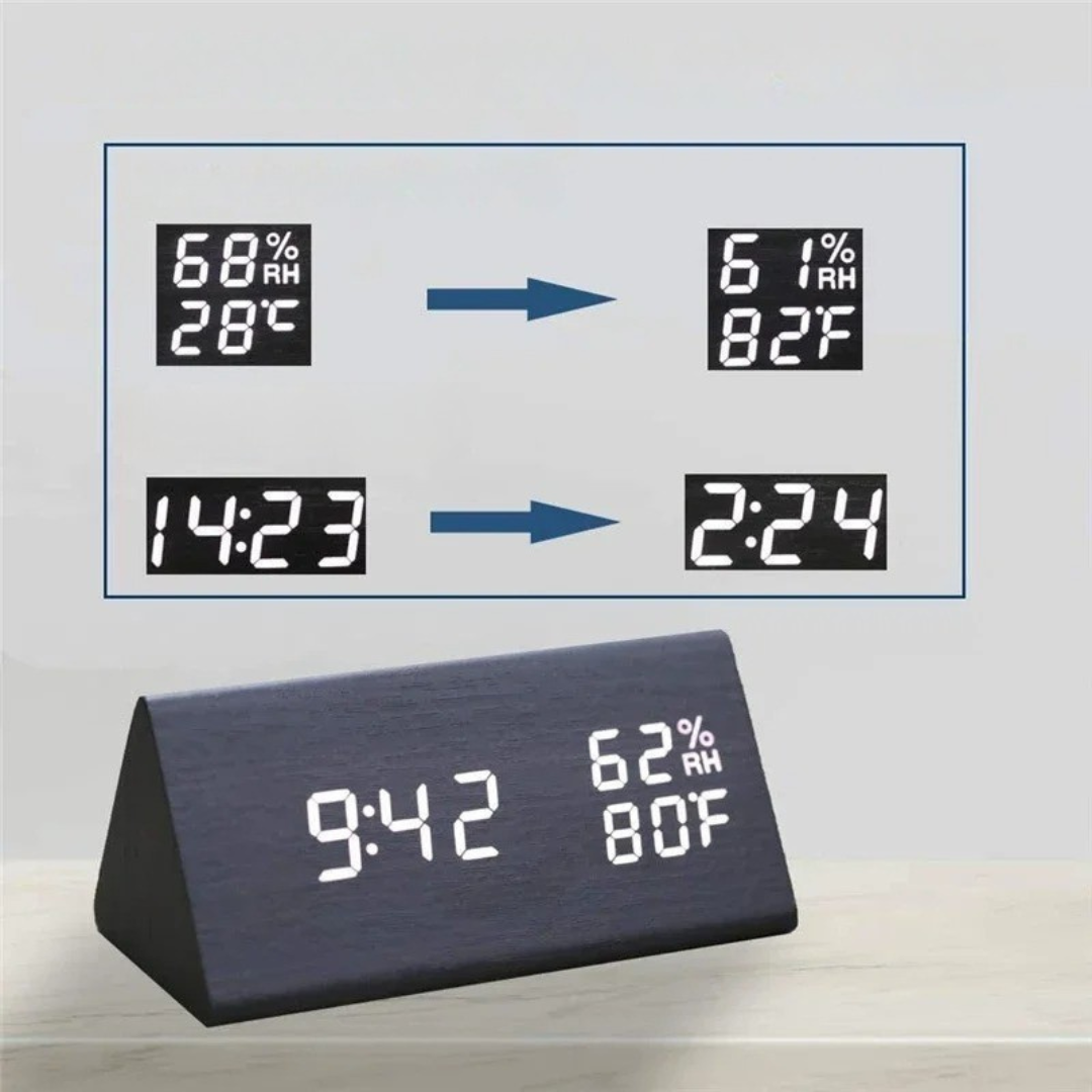 Nordspur | Lumibloom Wood Finish LED Alarm Clock