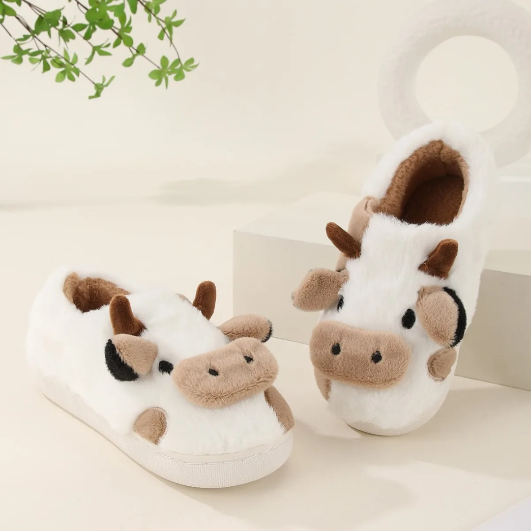 Slipper for Women – MooMates Plush Cartoon Cow Slippers