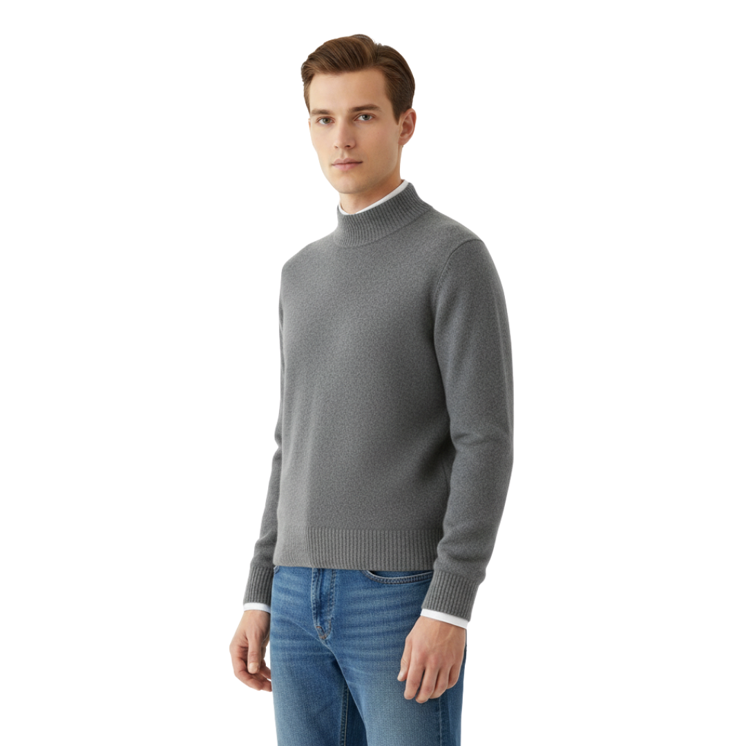 Men’s Cashmere-Feel Knit Sweater – Soft Turtleneck Jumper
