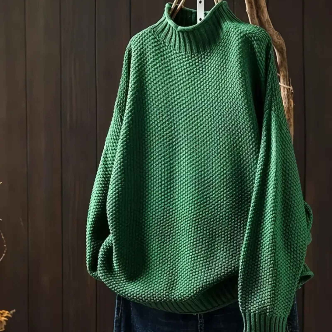 Knitted Sweater with Relaxed Fit & Ribbed Collar – CosyWeave Pullover