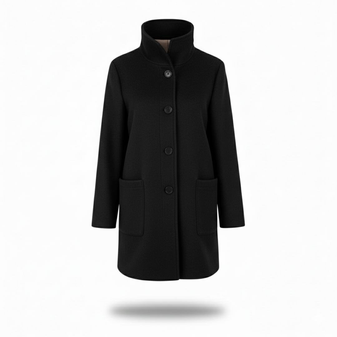 Women’s Wool-Blend Long Coat – Classic Tailored Overcoat