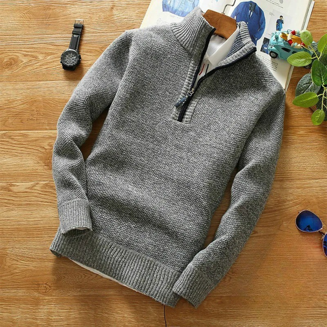 Half Zip Fleece Knitted Sweater for Men – NordicLayer Pullover
