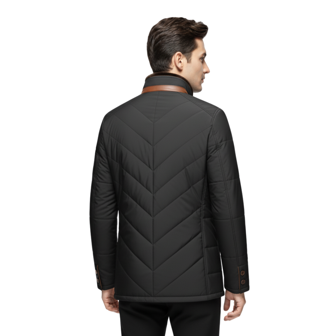 Men’s Quilted Stand Collar Jacket – Warm Padded Winter Coat