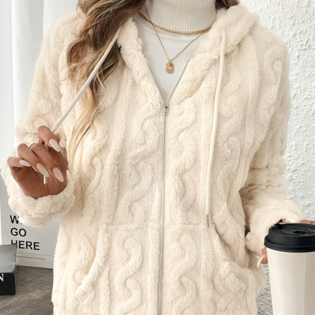 Women's Hooded Zip-Up Plush Sweater – SnowLuxe Vest Coat