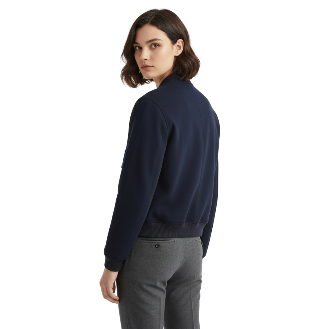 Women’s Cropped Bomber Jacket – Minimalist Soft-Touch Zip Jacket