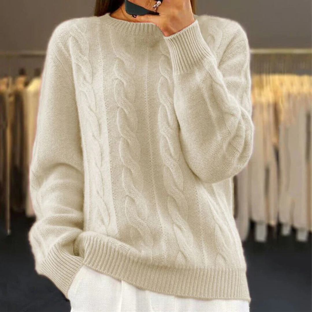 Sweater with Cable Knit & Relaxed Fit – Amalthea SoftKnit Vest