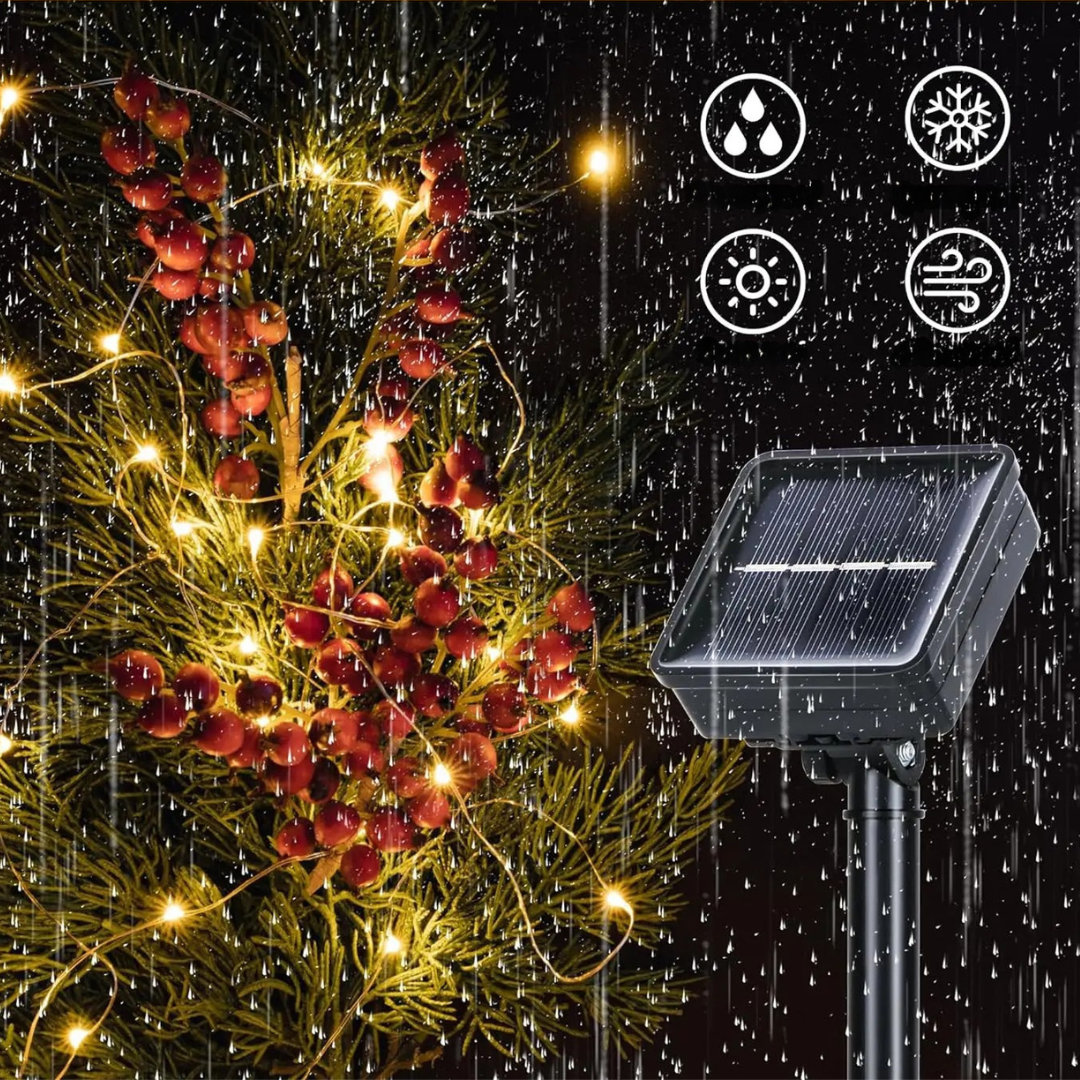 Light String Solar Christmas Lights – GlowTwist 8-Mode Waterproof LEDs