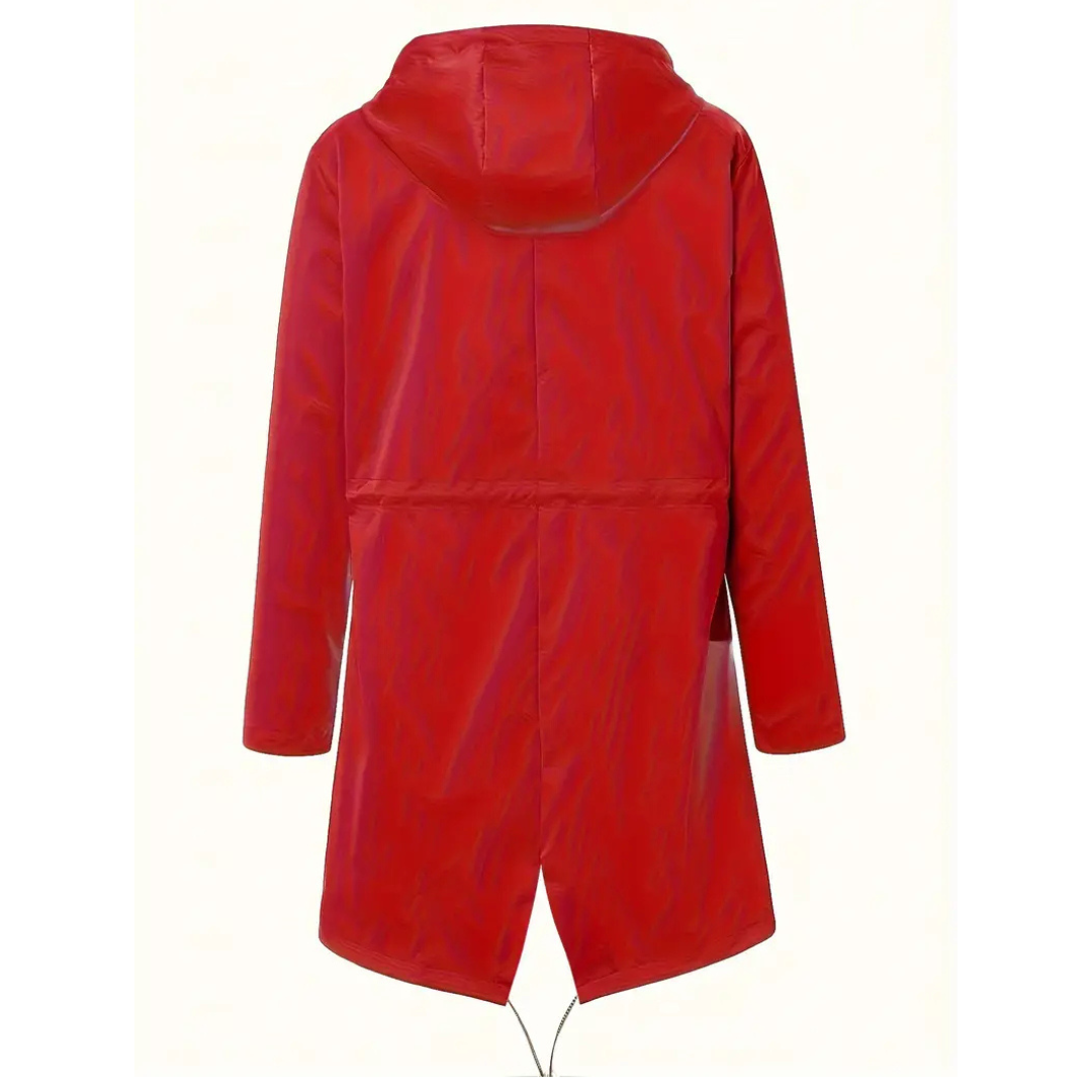 Women’s Long Waterproof Raincoat with Hood – Lightweight Casual Coat