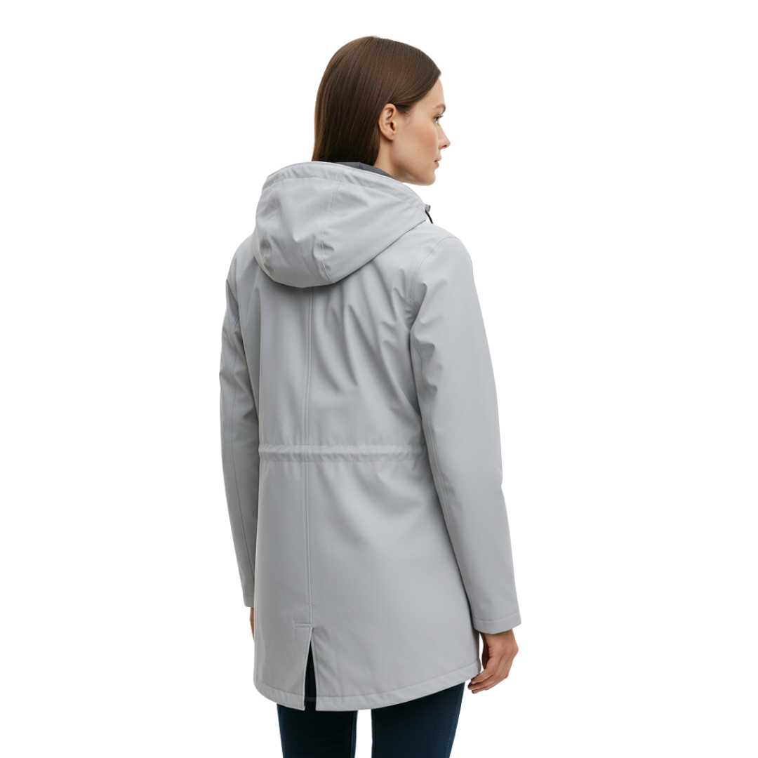 Women’s Long Waterproof Hooded Raincoat – Lightweight Windproof Jacket with Pockets