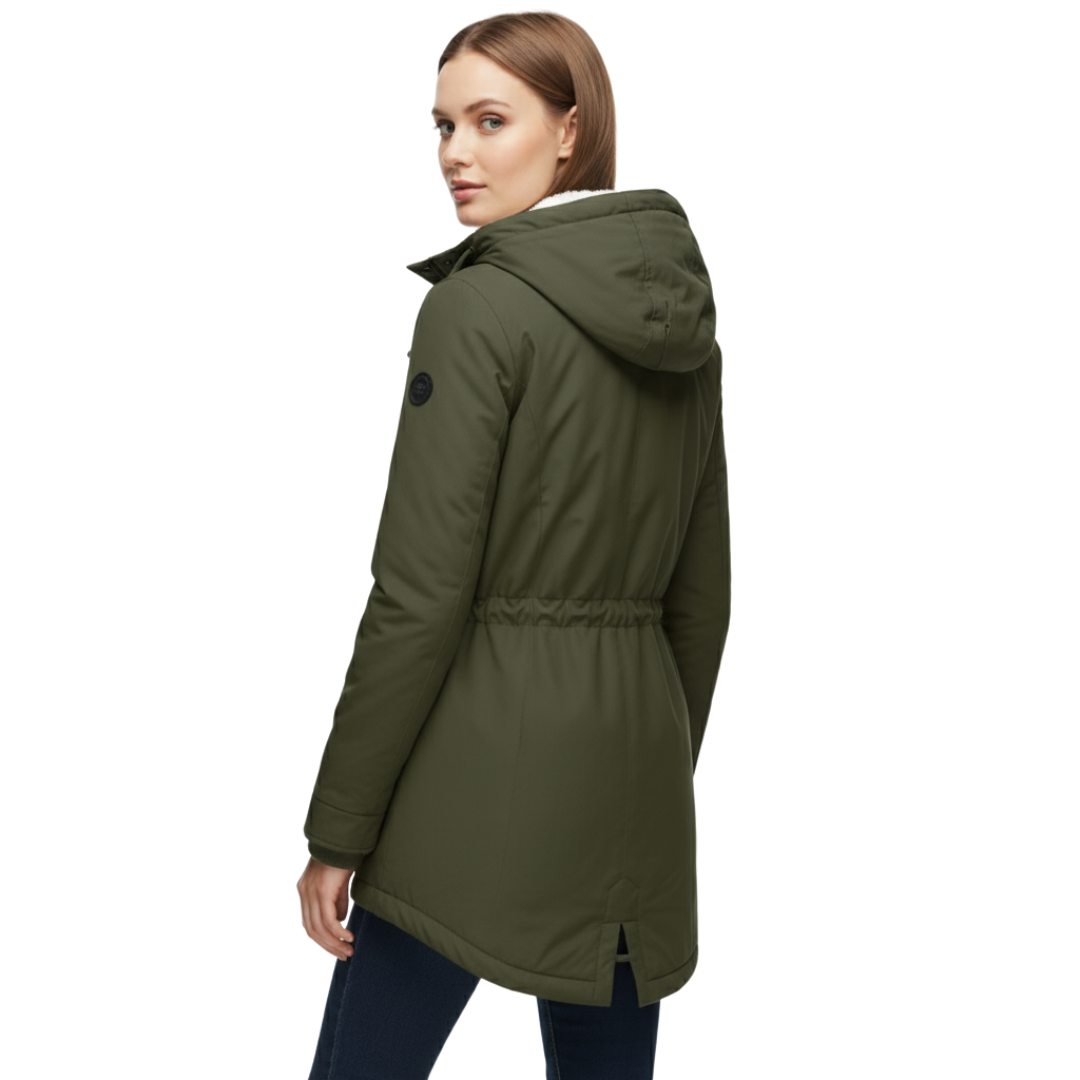Women’s Fleece-Lined Hooded Jacket with Long Fit – Winter Coat