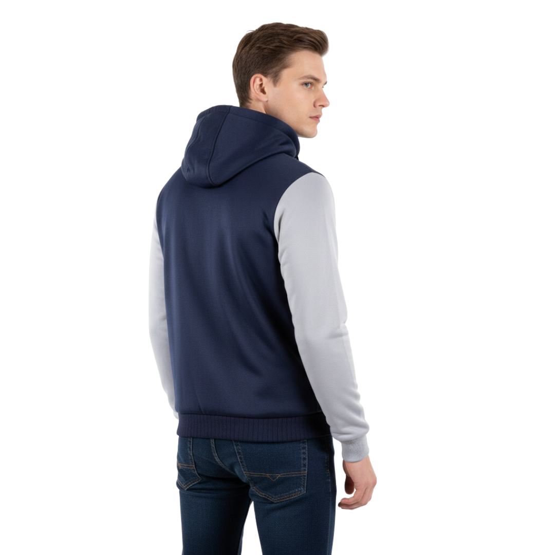 Men’s Wool-Lined Fleece Jacket – Warm Hooded Winter Zip-Up