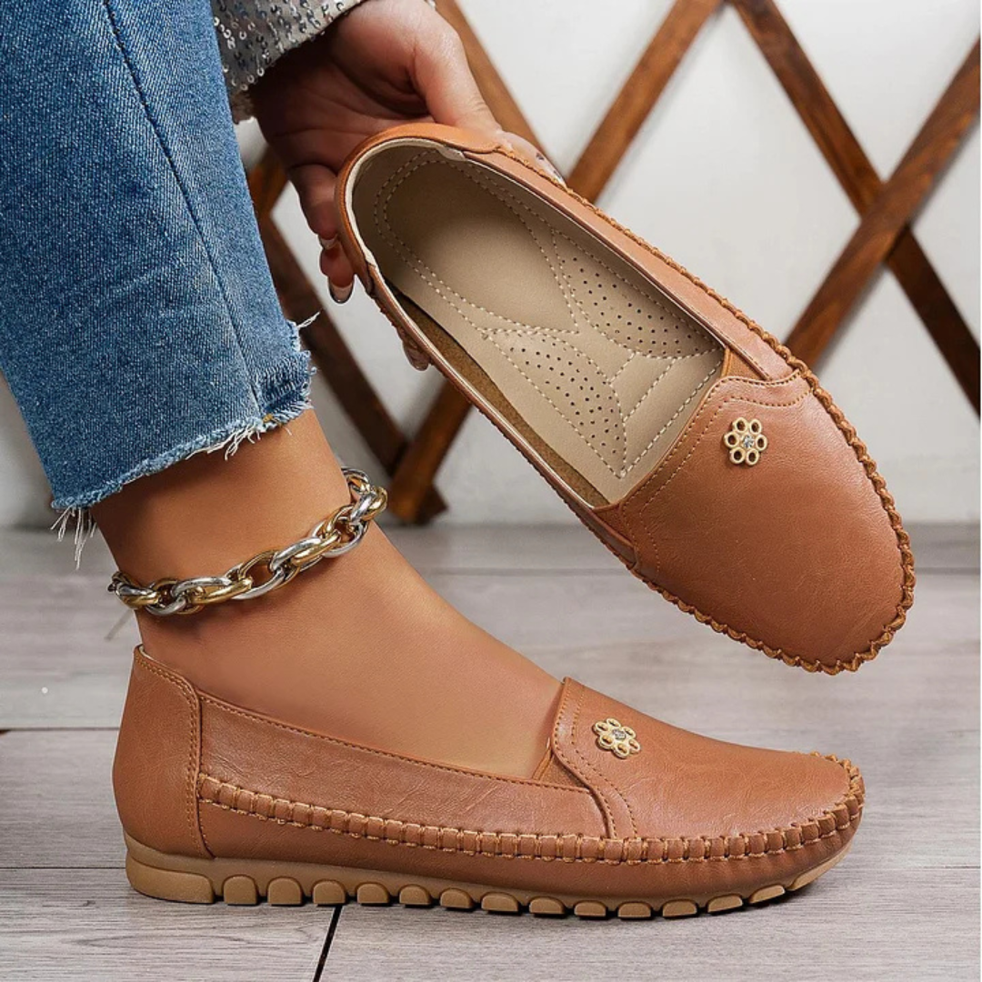 Women’s Orthopedic Vegan Leather Shoes with Arch Support – Chrysta Comfort Loafers