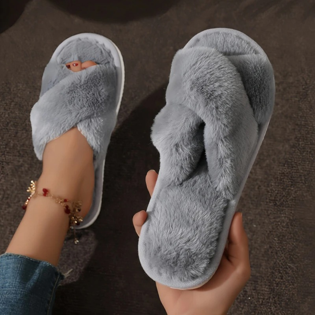 Slipper for Women – CloudCross Open-Toe Indoor Fur Slides