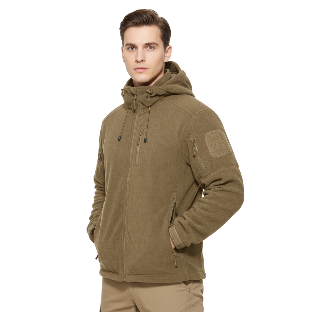 Men’s Windproof Hooded Fleece Jacket – Warm Outdoor Softshell