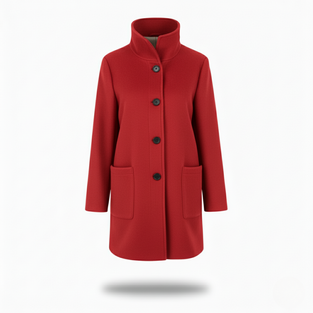 Women’s Wool-Blend Long Coat – Classic Tailored Overcoat
