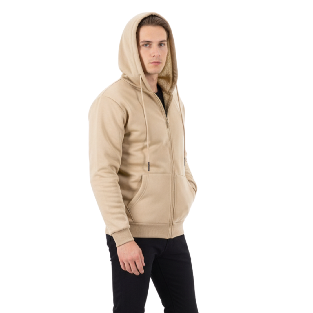 Men’s Thermal Fleece Zip-Up Hoodie – Warm Sherpa-Lined Winter Jacket
