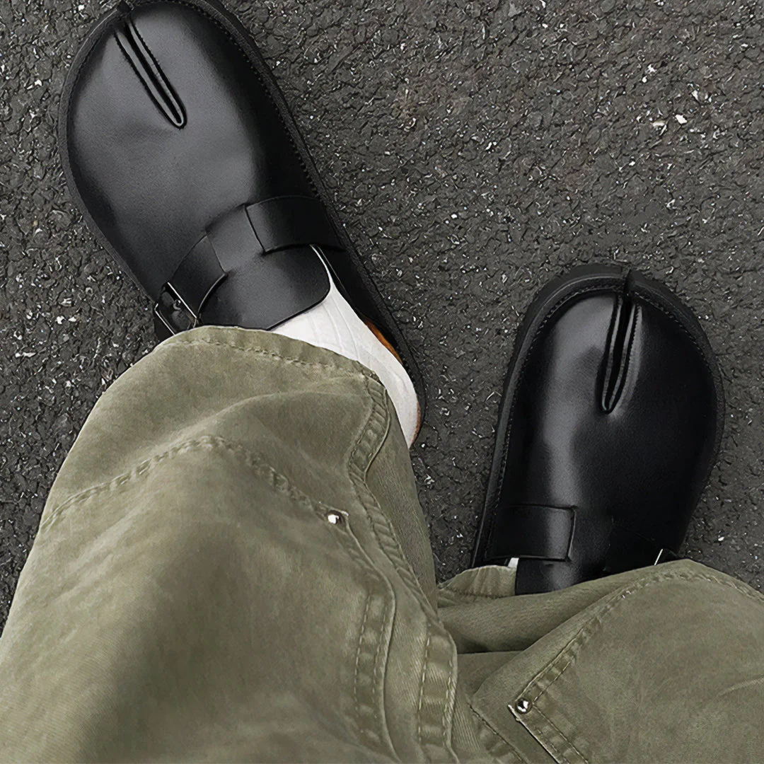 Leather Mules – Tabi Buckle Loafers