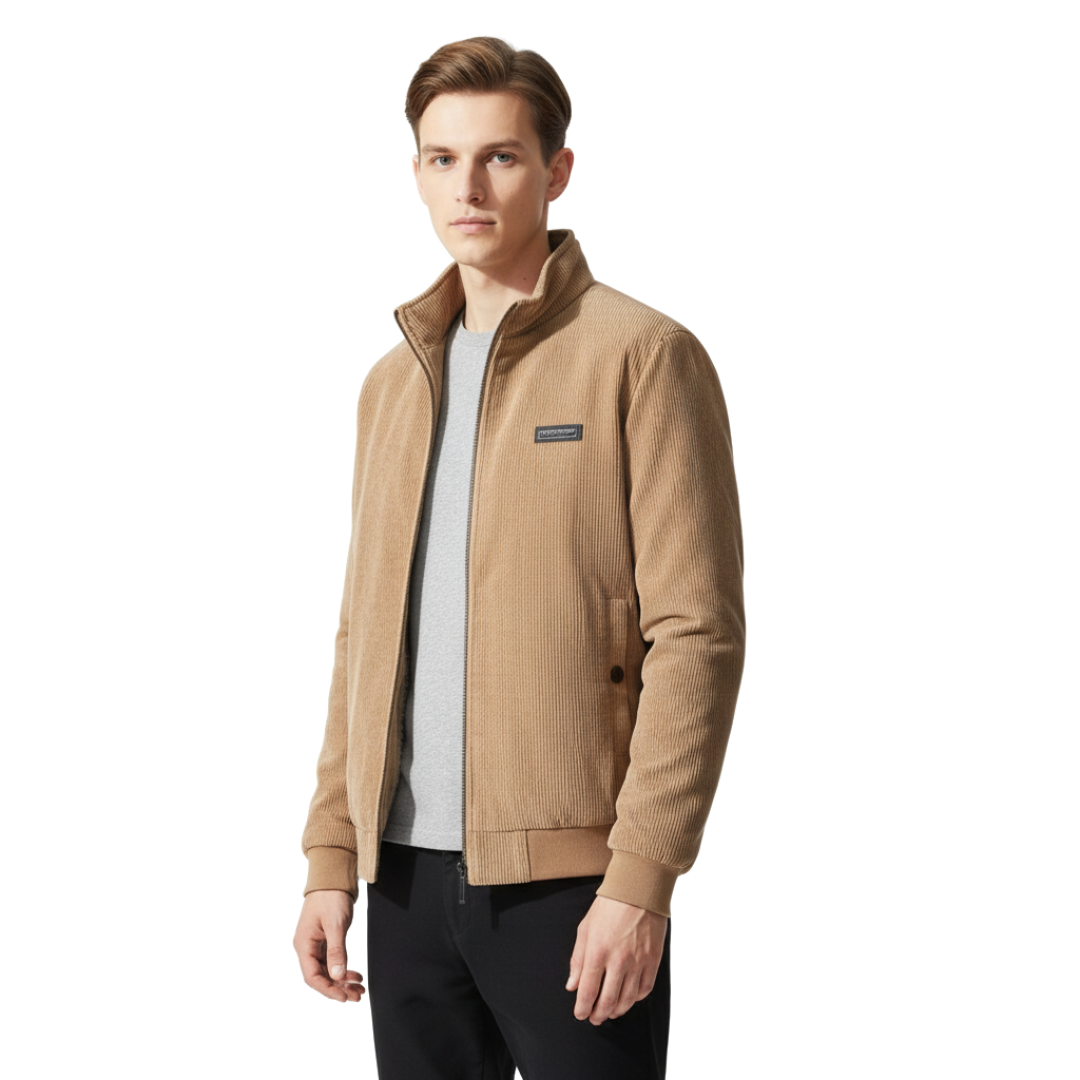 Men’s Corduroy Fleece-Lined Jacket – Warm Winter Zip-Up Coat