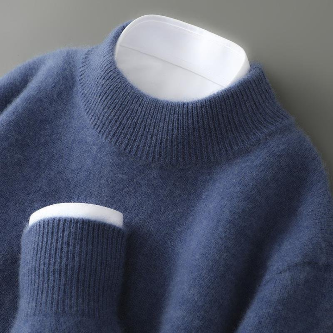 Men’s Cashmere-Feel Knit Sweater – Soft Turtleneck Jumper