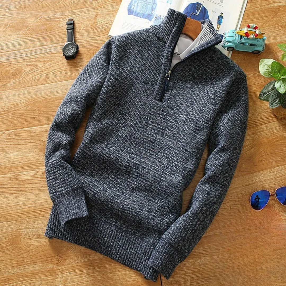 Half Zip Fleece Knitted Sweater for Men – NordicLayer Pullover