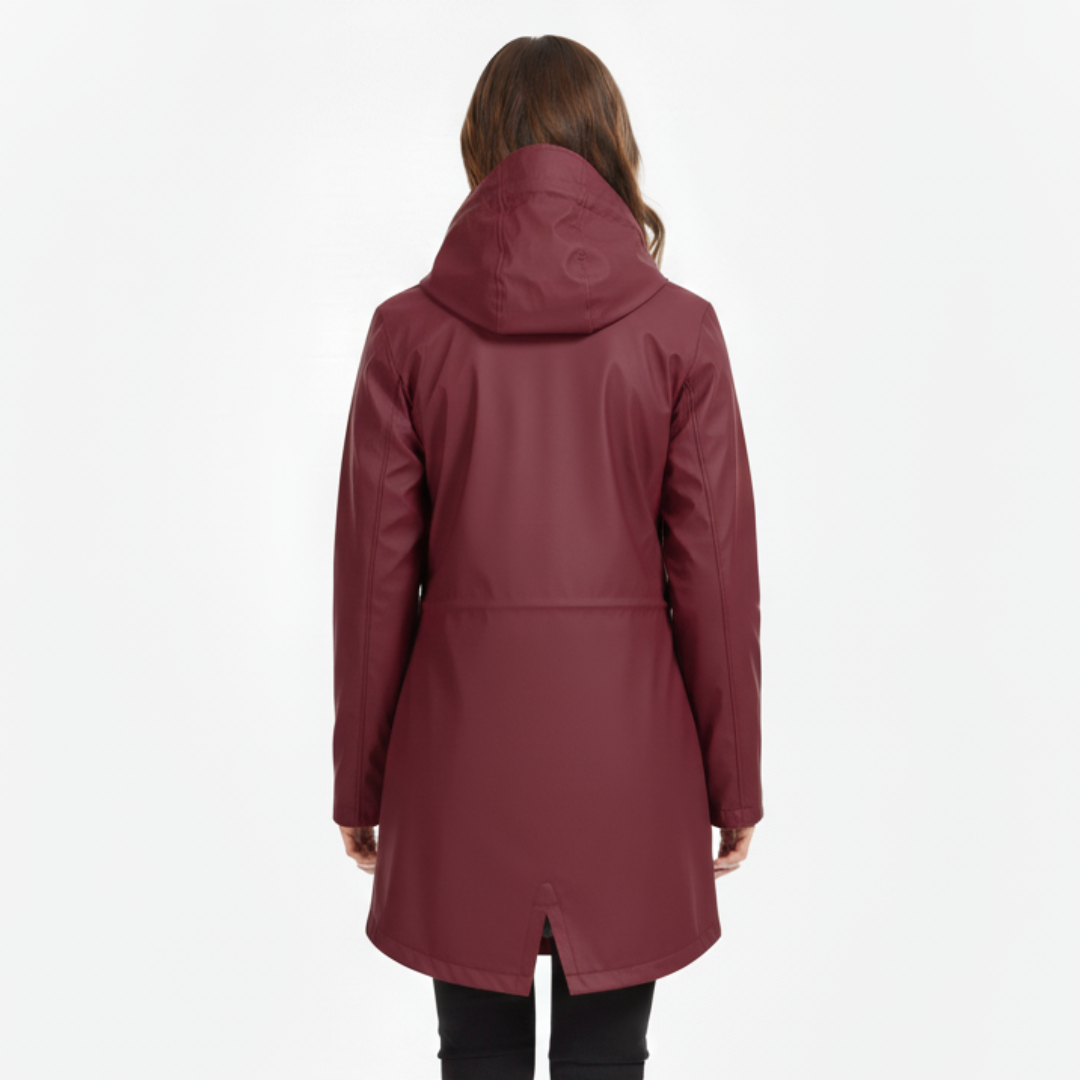 Women’s Fleece-Lined Waterproof Hooded Coat – Warm Winter Rain Jacket