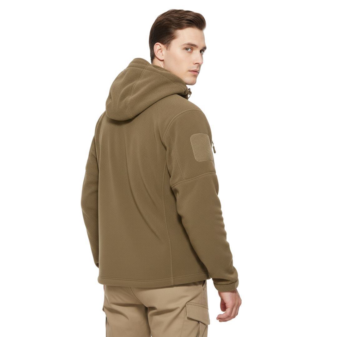 Men’s Windproof Hooded Fleece Jacket – Warm Outdoor Softshell