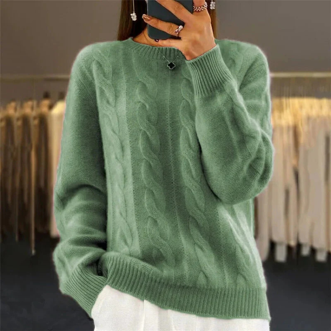 Sweater with Cable Knit & Relaxed Fit – Amalthea SoftKnit Vest