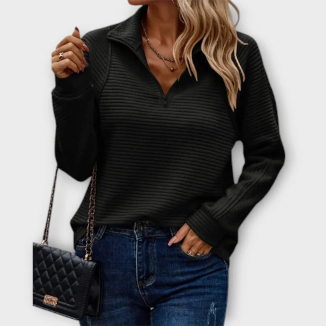 Half-Zip Sweater with V-Neck – ZipLuxe Pullover
