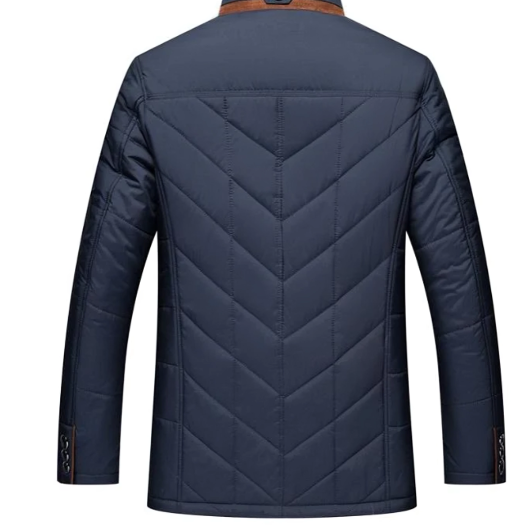 Men’s Quilted Stand Collar Jacket – Warm Padded Winter Coat