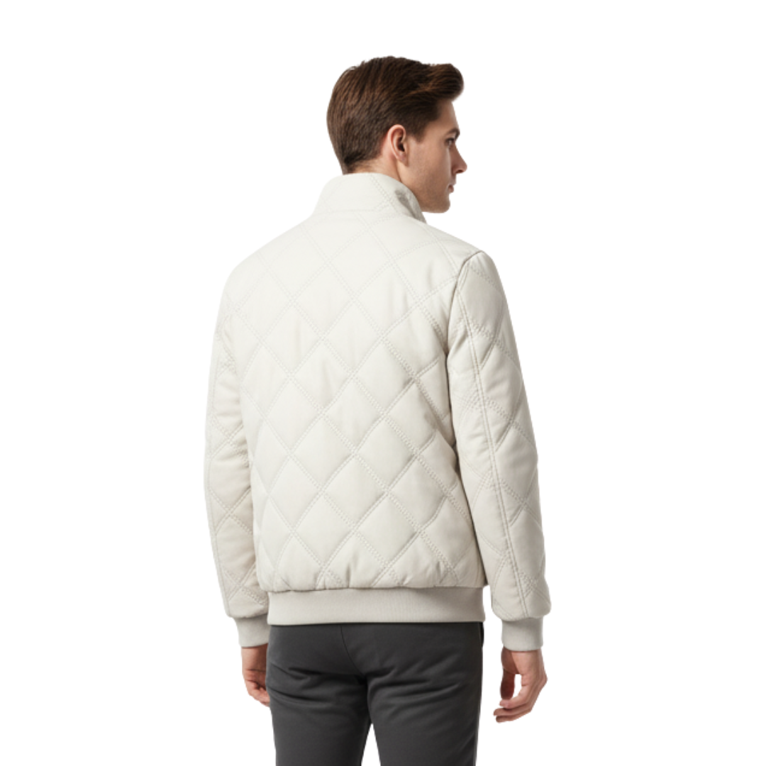 Men’s Quilted Jacket with Fleece Lining – Stand Collar Coat