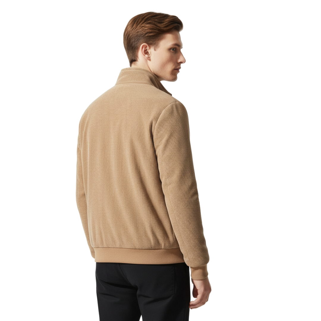 Men’s Corduroy Fleece-Lined Jacket – Warm Winter Zip-Up Coat